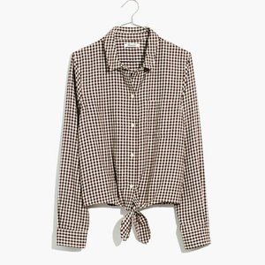 Madewell  Gingham Flannel Tie-Front Shirt